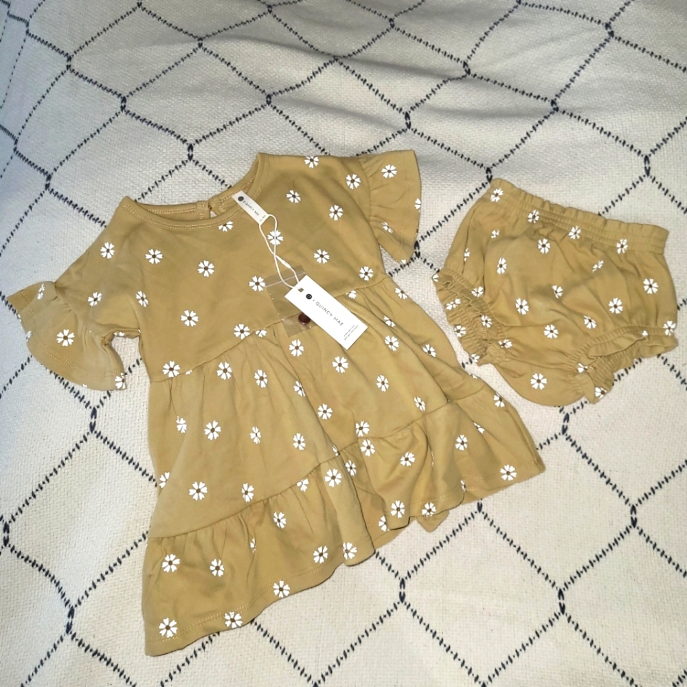 NWT Q by Quincy Mae Flutter Dress & Bloomer set
